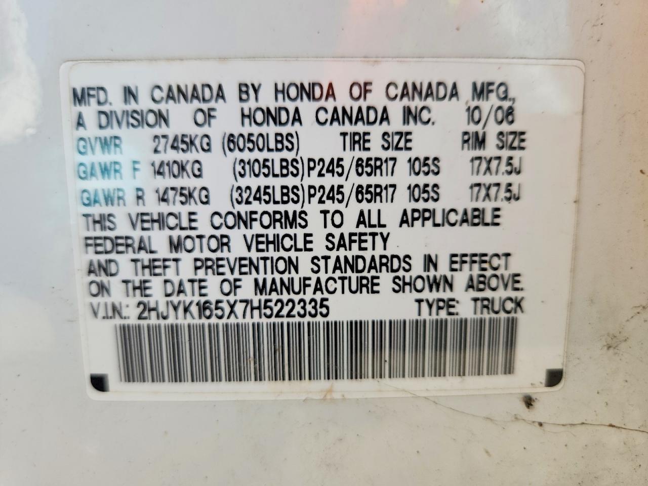 Honda Ridgeline Rtl