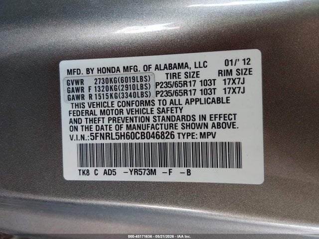 Honda Odyssey Ex-l