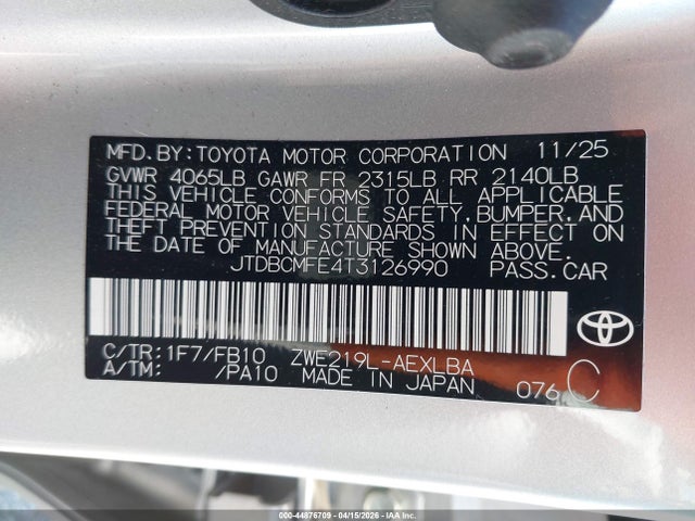 Toyota Corolla Hybrid Le