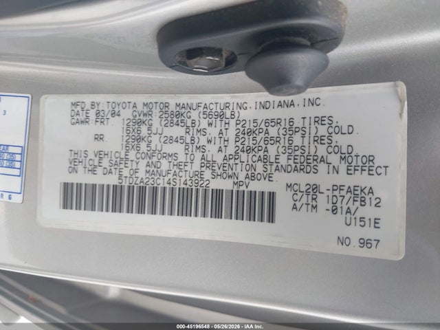 Toyota Sienna Le