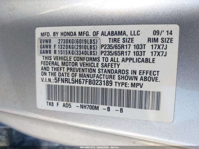 Honda Odyssey Ex-l