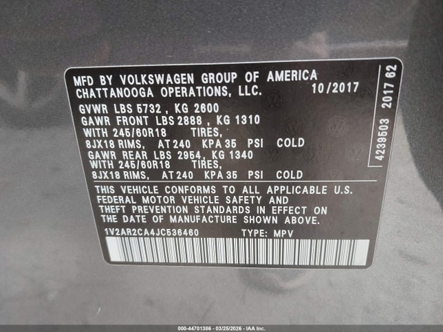 Volkswagen Atlas 3.6l V6 S
