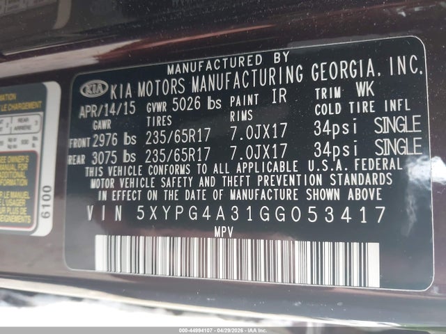 Kia Sorento 2.4l Lx