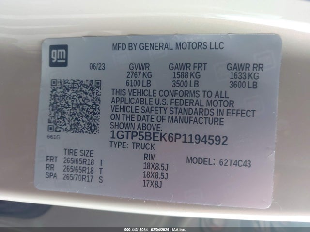 GMC Canyon 2wd  Short Box Elevation