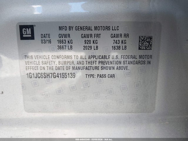 Chevrolet Sonic Lt Auto