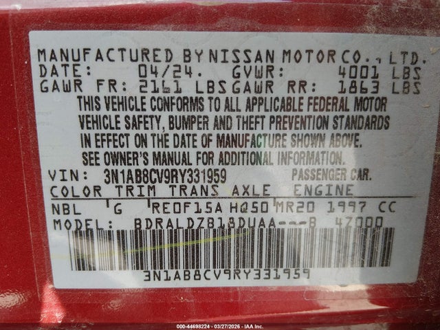 Nissan Sentra Sv Xtronic Cvt
