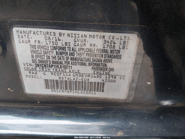 Nissan Versa 1.6 S+