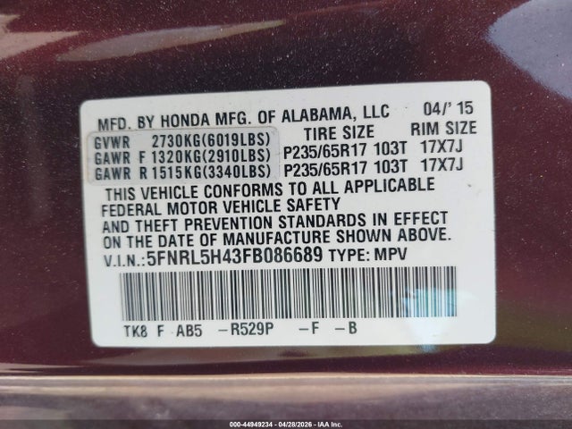 Honda Odyssey Ex