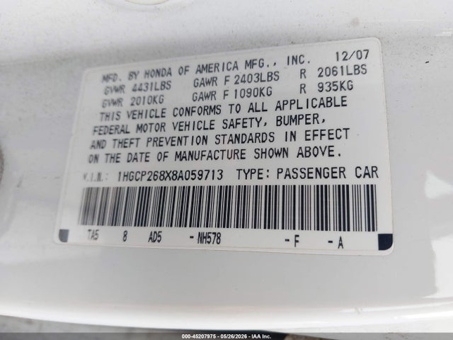 Honda Accord 2.4 Ex-l