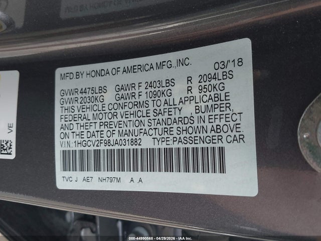 Honda Accord Touring 2.0t