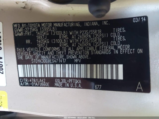 Toyota Sienna Limited V6 7 Passenger