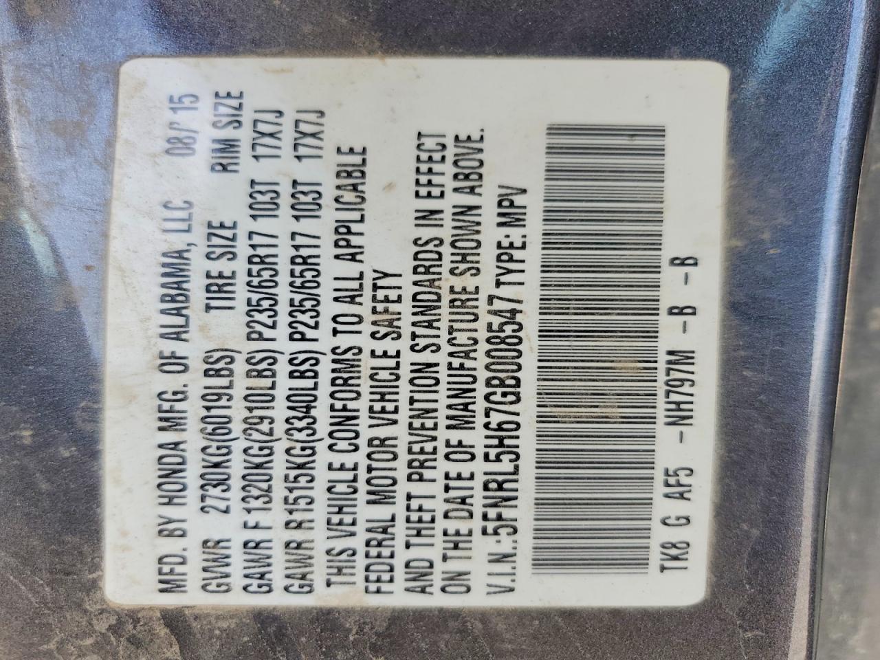 Honda Odyssey Exl