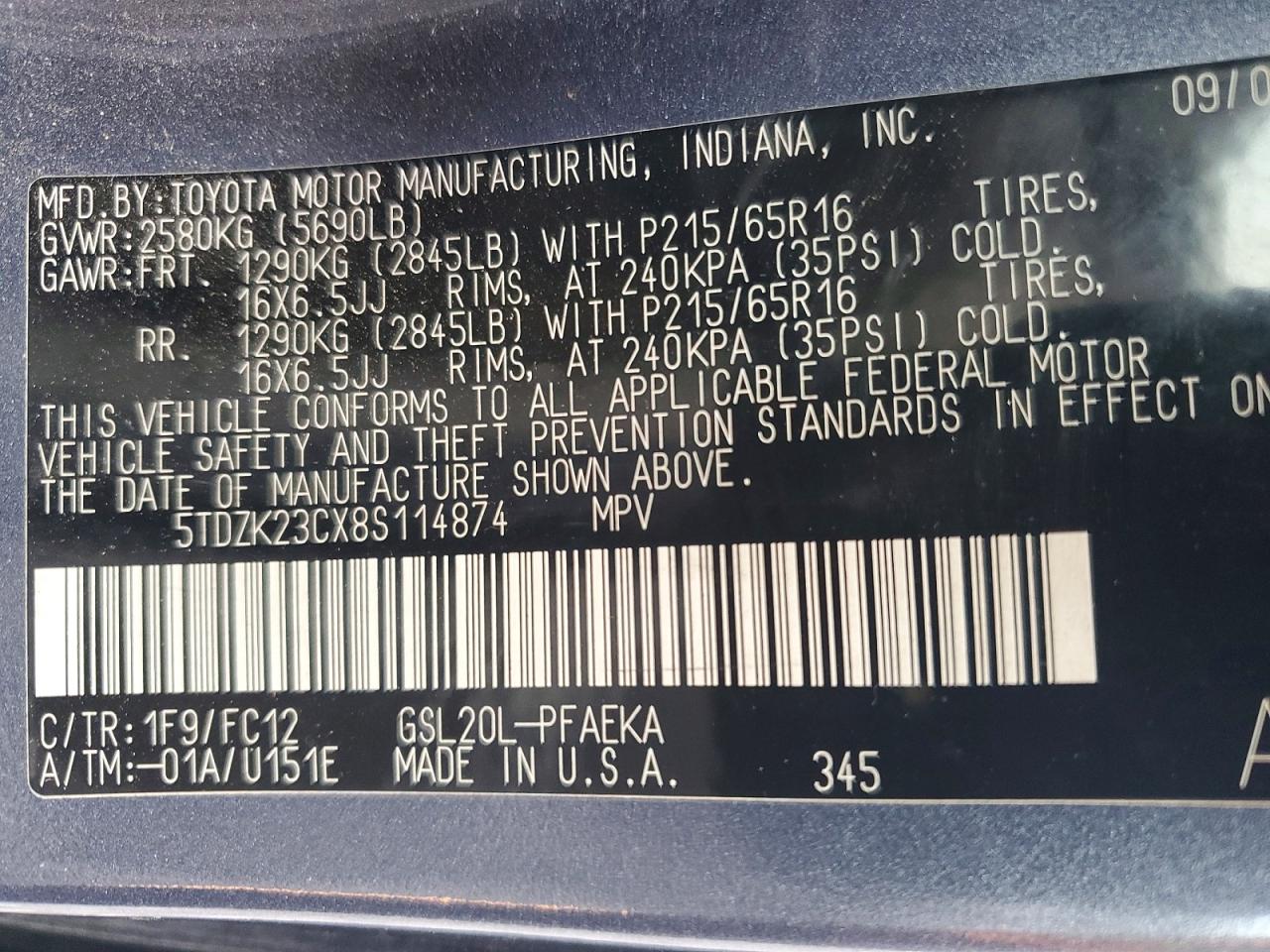 Toyota Sienna Le 7-passenger