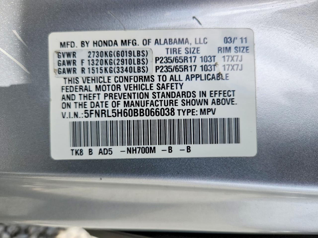 Honda Odyssey Exl