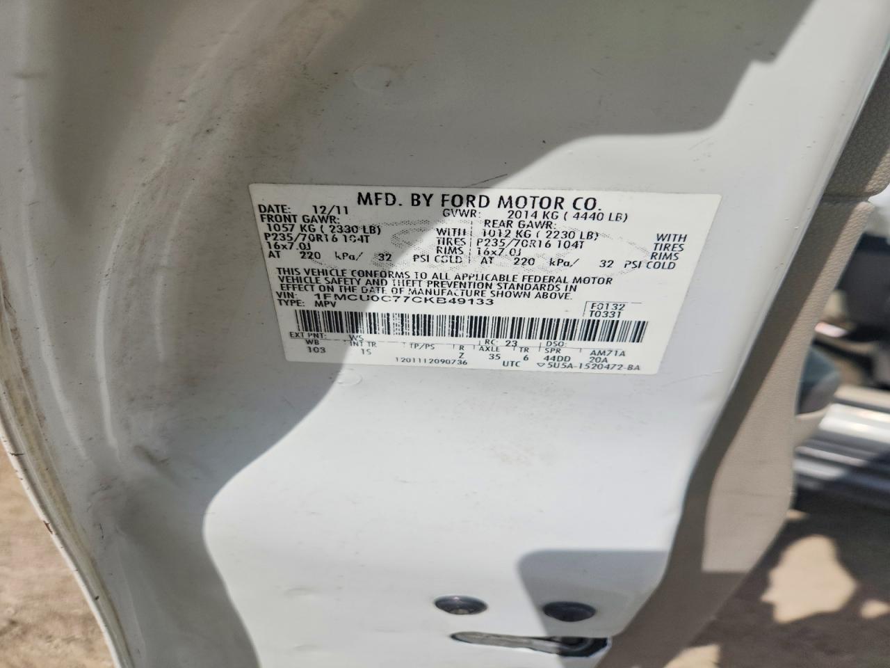 Ford Escape Xls