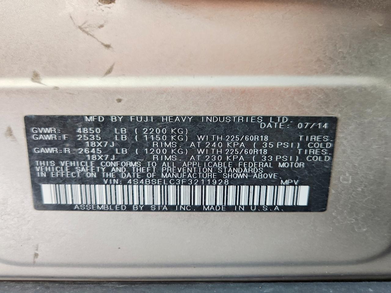 Subaru Outback 3.6r Limited