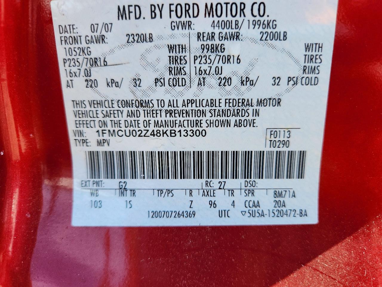 Ford Escape Xls