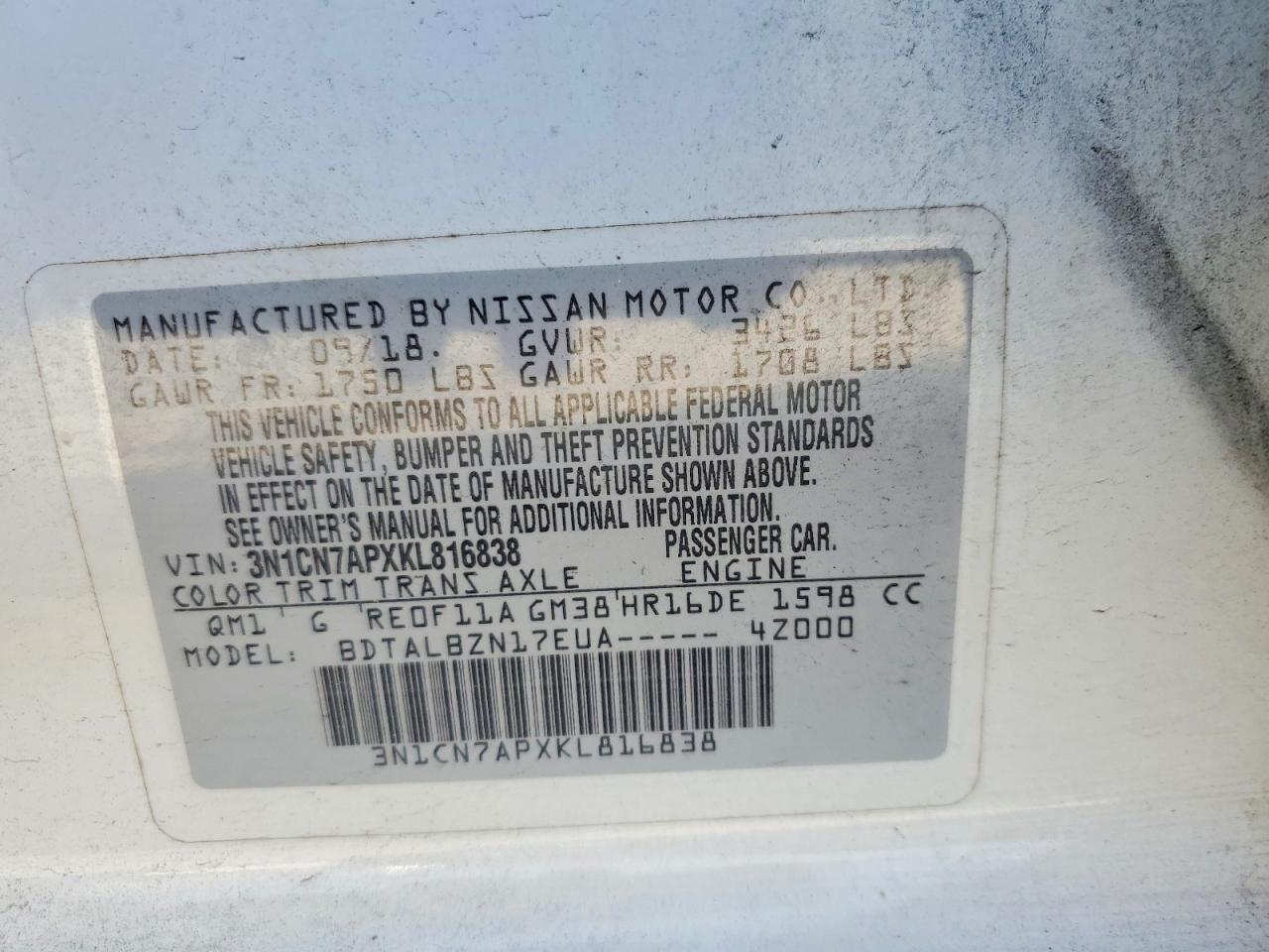 Nissan Versa Sv