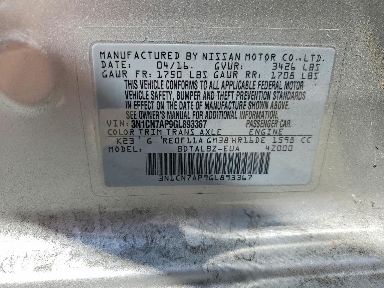 Nissan Versa 1.6 Sv