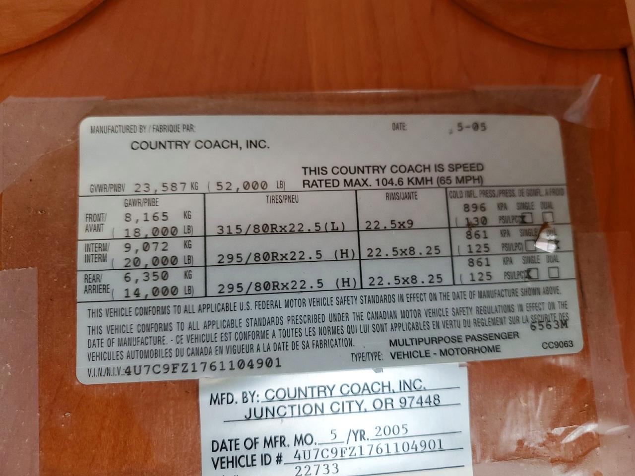 Country Coach Motorhome Magna