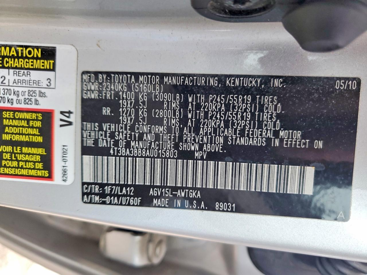 Toyota Venza Awd 4cyl