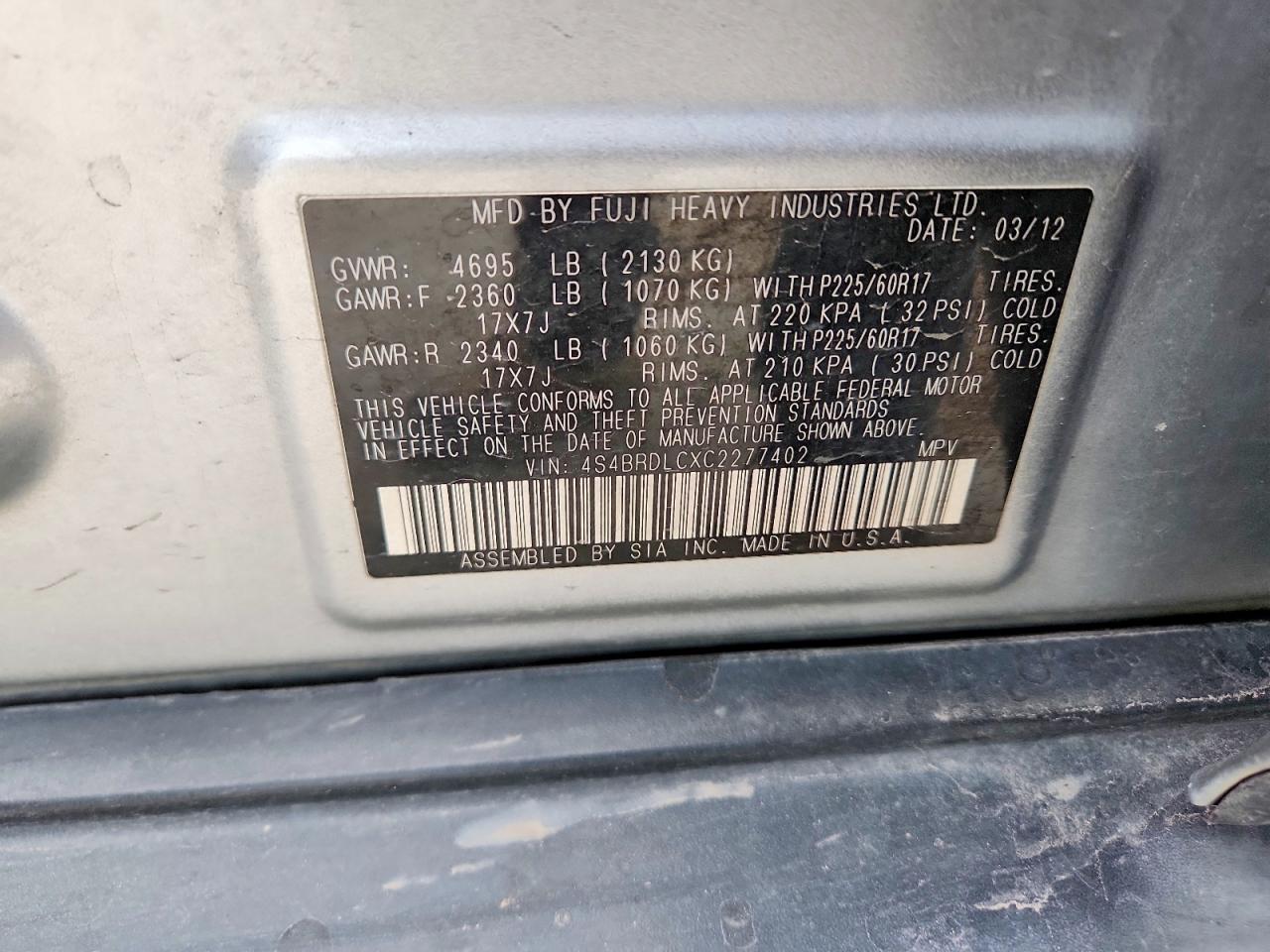 Subaru Outback 3.6r Limited