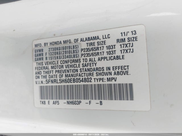 Honda Odyssey Ex-l