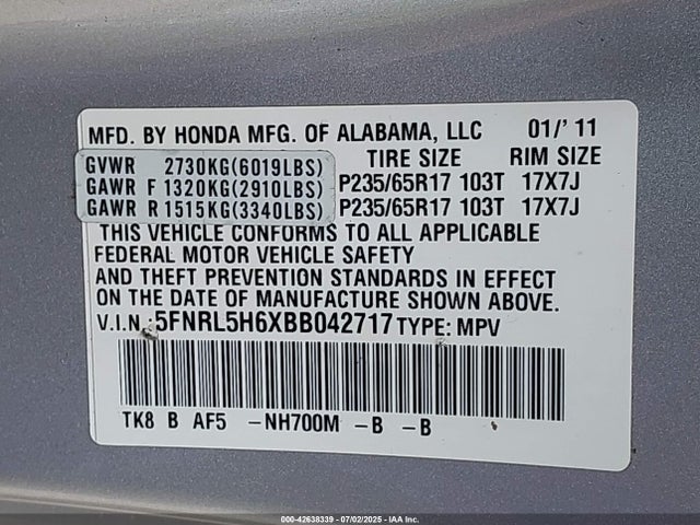 Honda Odyssey Ex-l