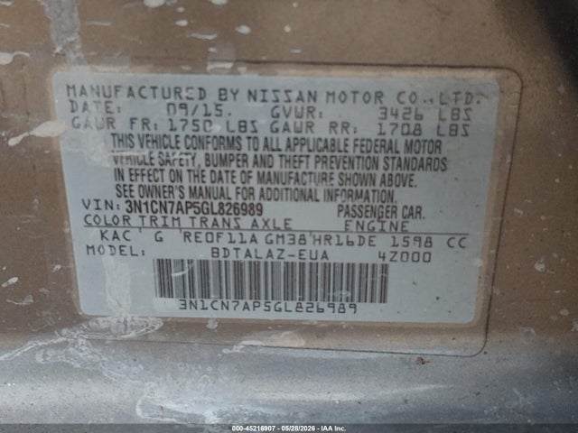 Nissan Versa 1.6 S+