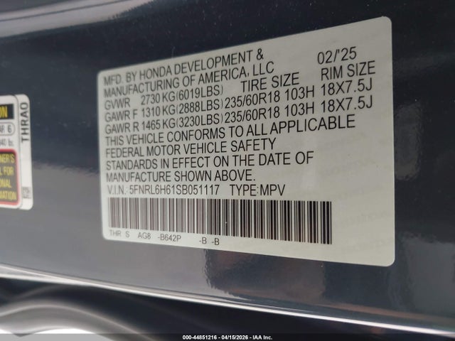 Honda Odyssey Ex-l