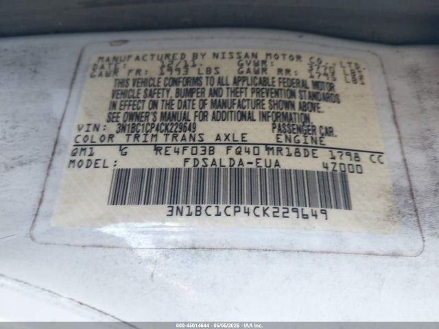 Nissan Versa 1.8 S
