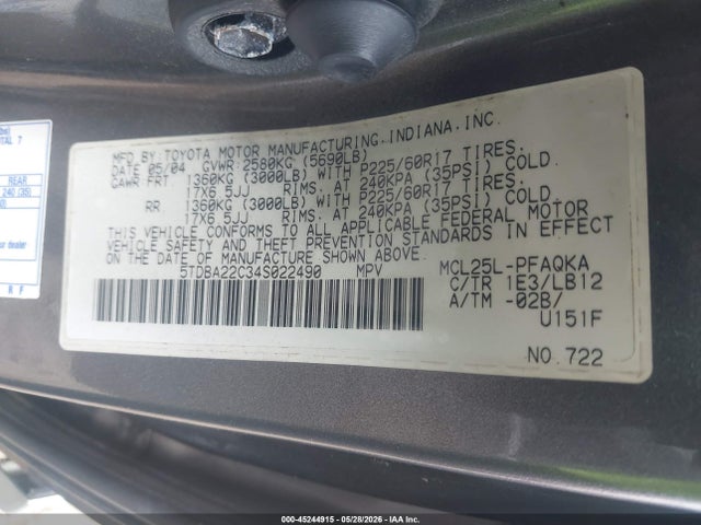 Toyota Sienna Xle Limited