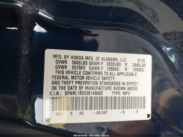 Honda Odyssey Ex-l