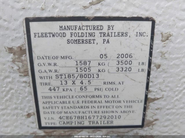 Fleetwood Bayside 4178 Pop Up Camper