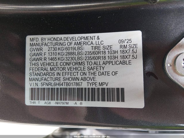 Honda Odyssey Ex-l