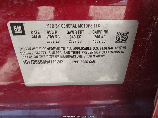 Chevrolet Sonic Lt Auto