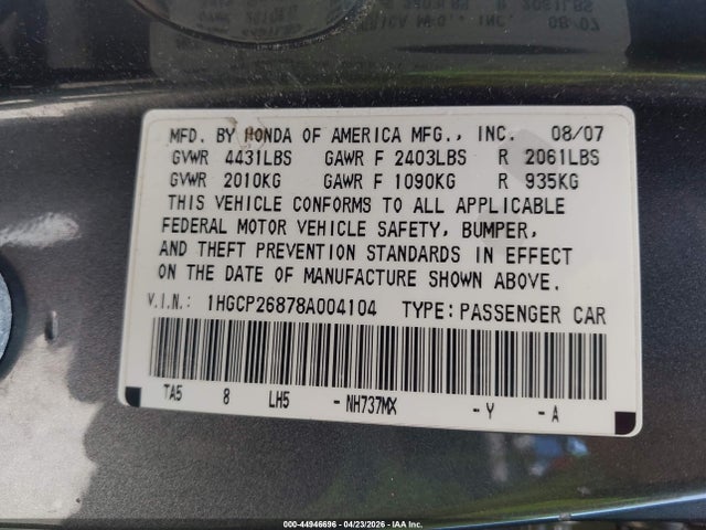 Honda Accord 2.4 Ex-l
