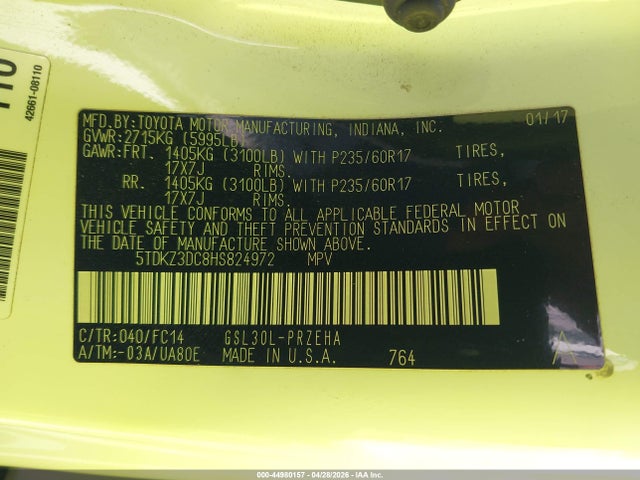 Toyota Sienna Le 8 Passenger