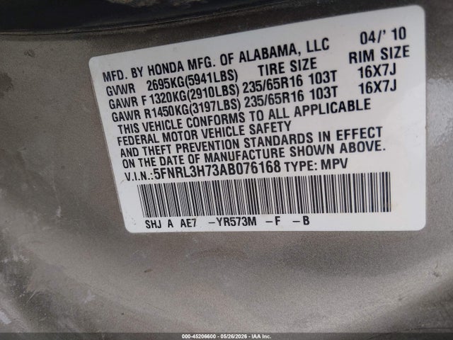 Honda Odyssey Ex-l