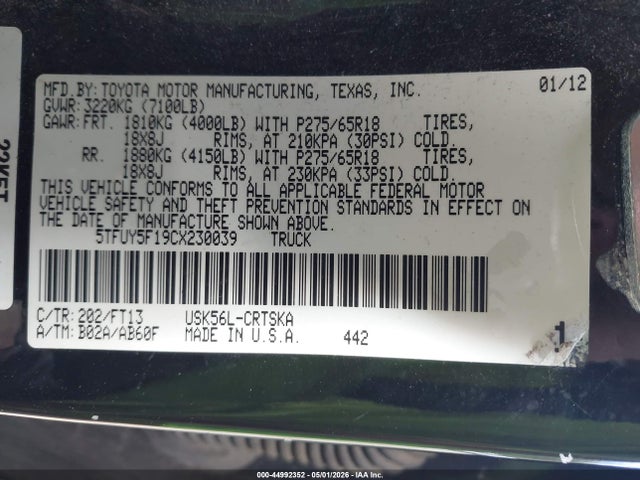 Toyota Tundra Grade 5.7l V8