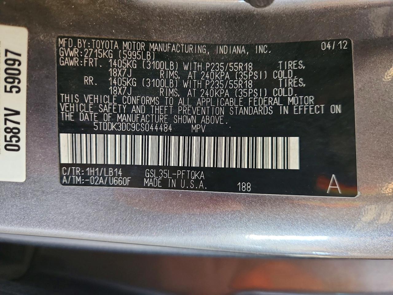 Toyota Sienna Xle 7-passenger