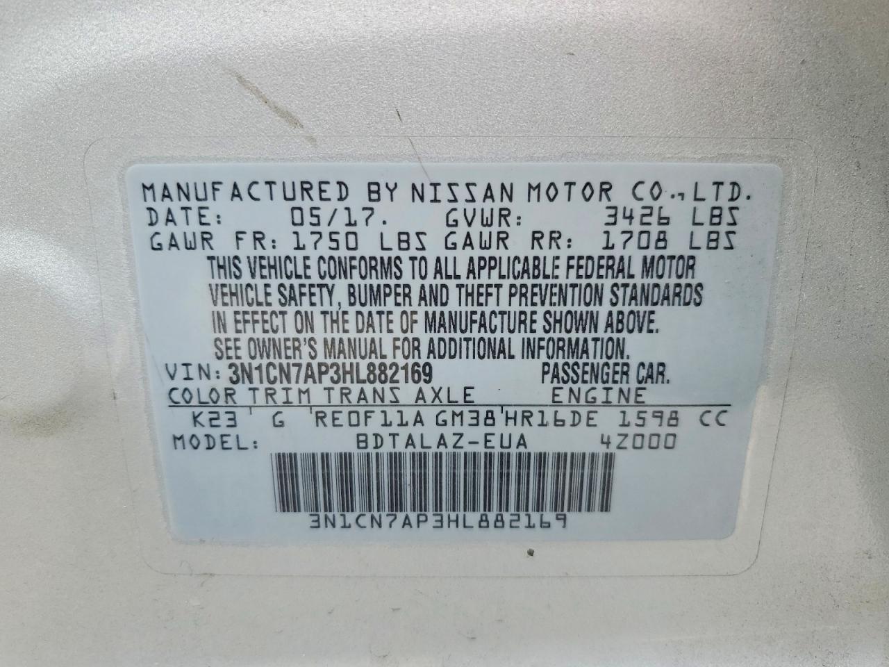 Nissan Versa 1.6 S Plus