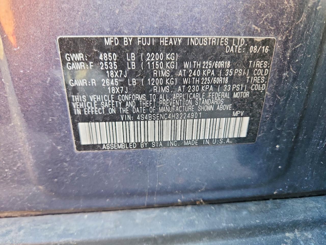 Subaru Outback 3.6r Limited