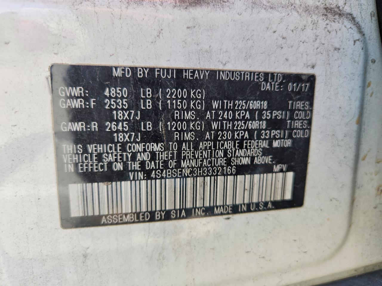 Subaru Outback 3.6r Limited