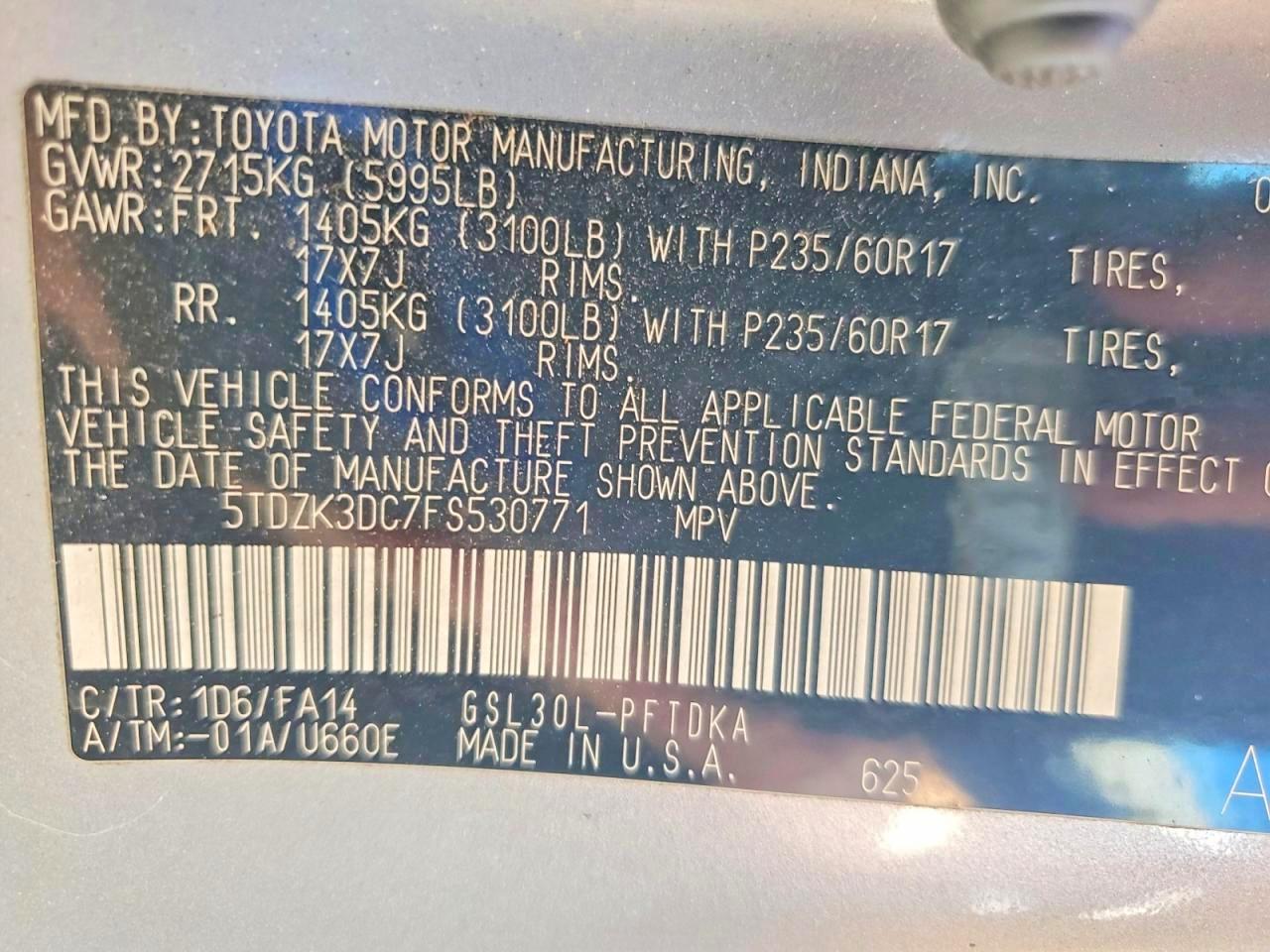 Toyota Sienna L 7-passenger