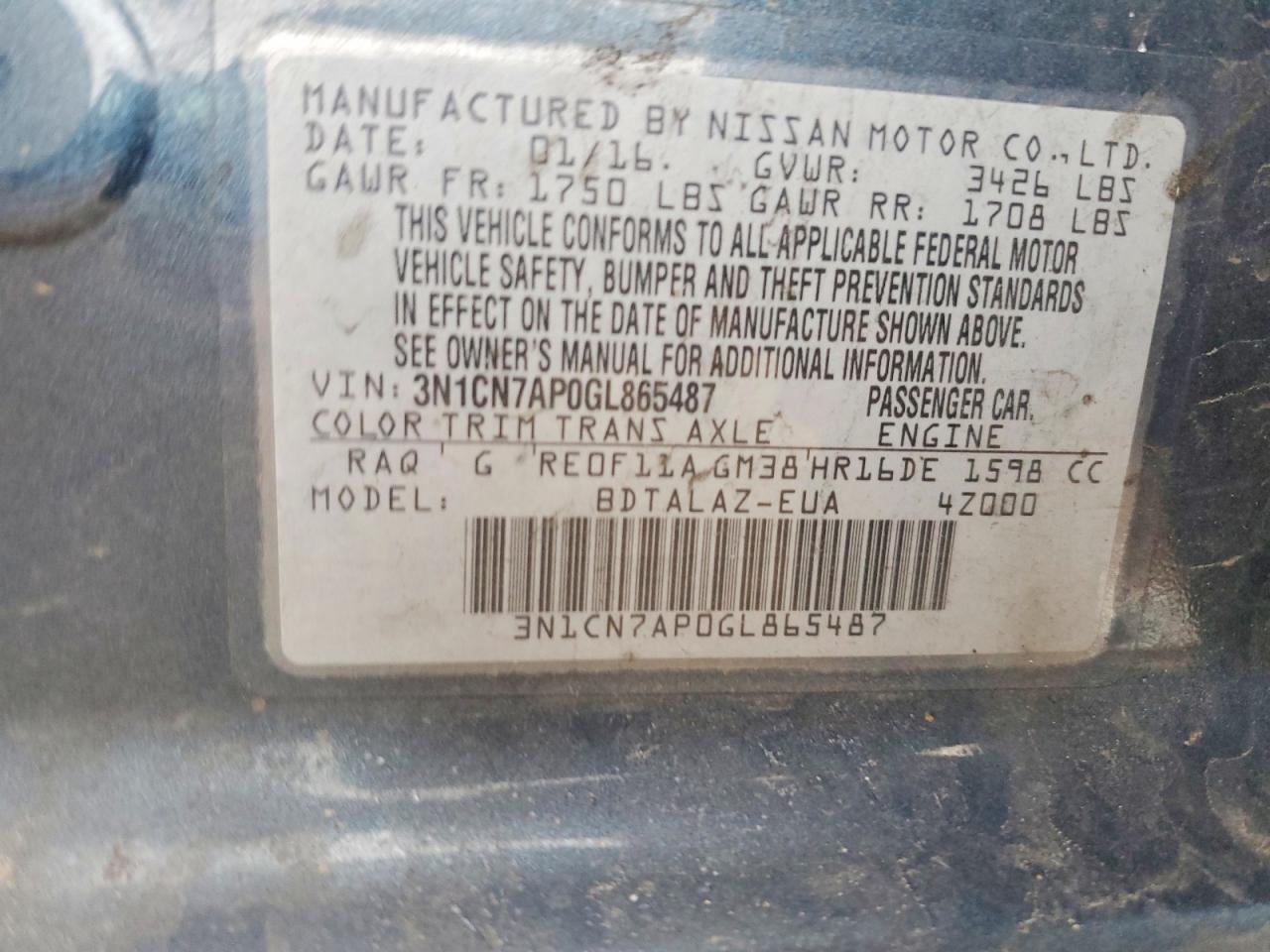 Nissan Versa 1.6 S Plus