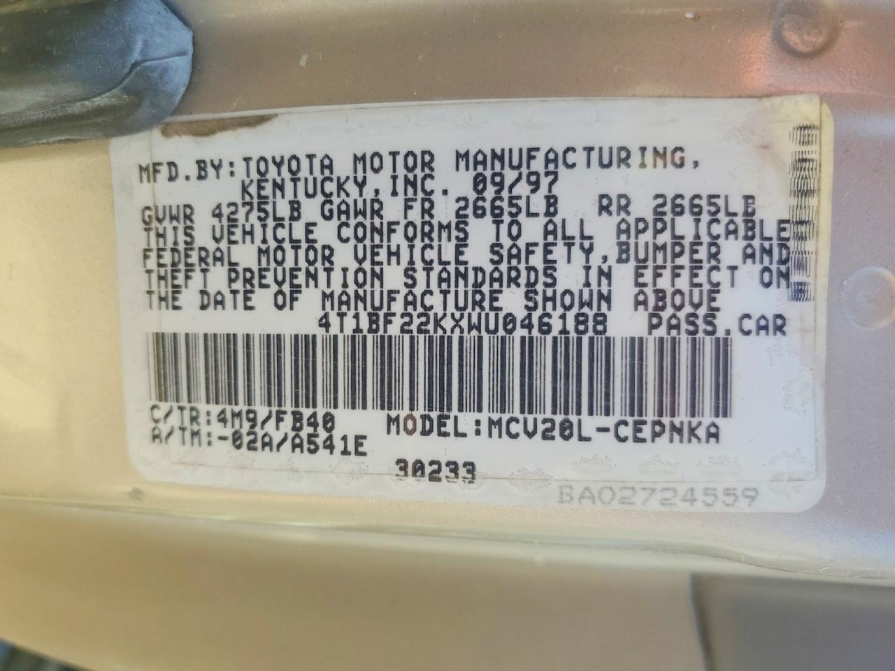 Toyota Camry Le V6