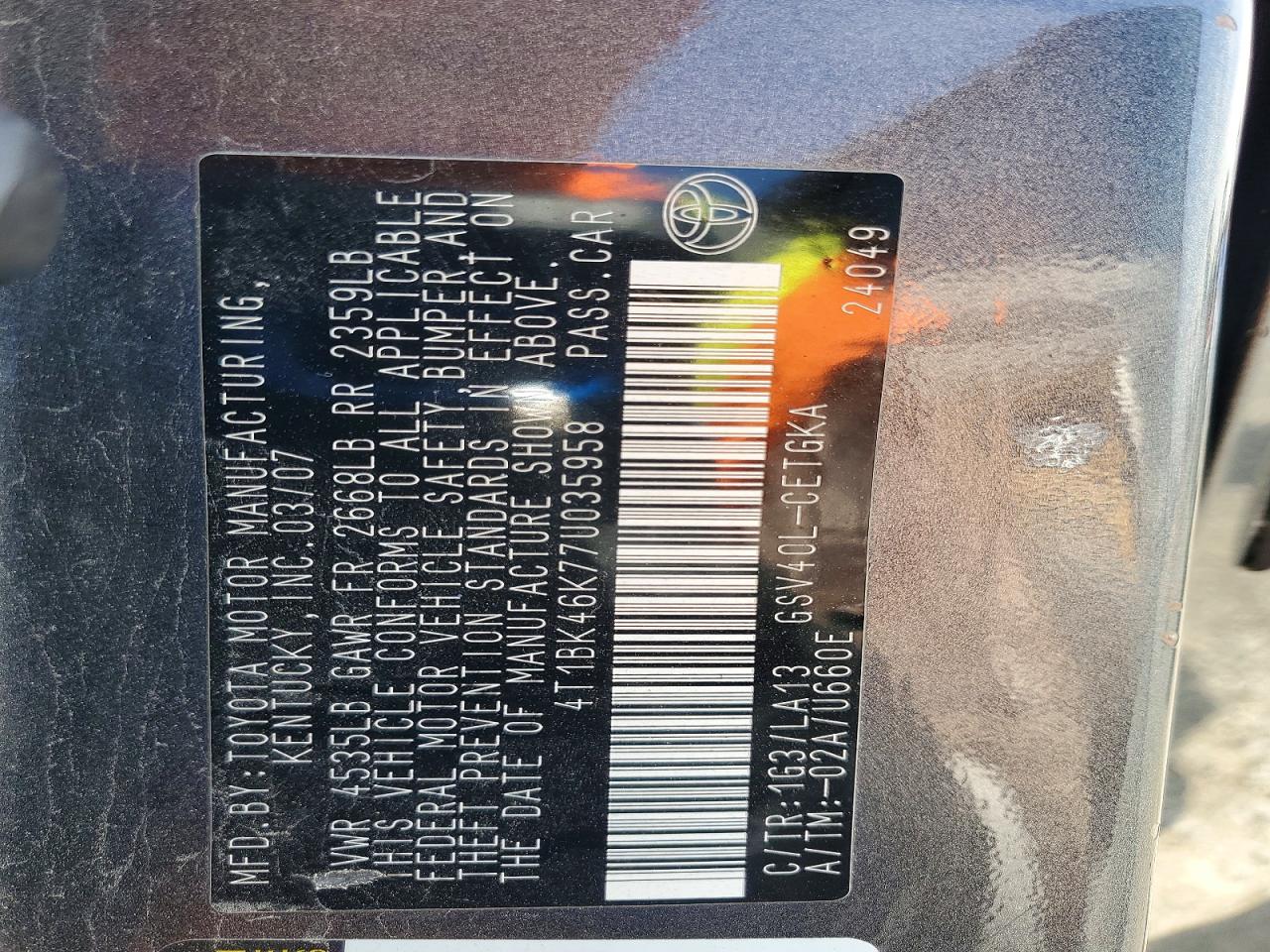 Toyota Camry Xle V6