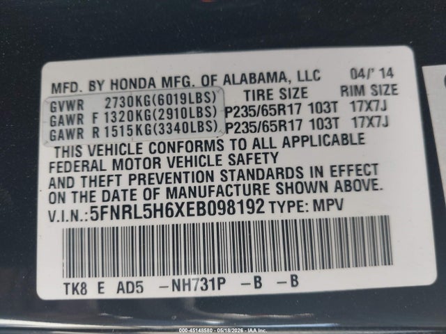 Honda Odyssey Ex-l