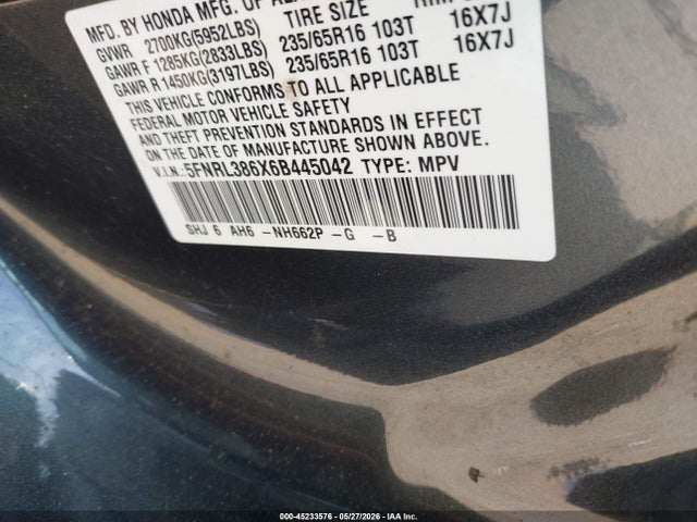 Honda Odyssey Ex-l